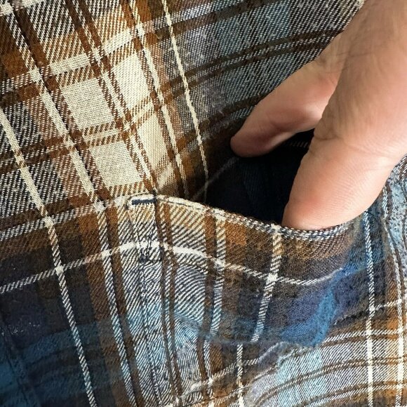 Marmot Flannel Shirt Mens Medium Blue Plaid Button Up Long Sleeve Gorpcore Adult - Picture 4 of 7